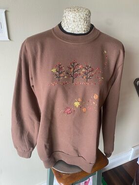 Vintage 90 Granny Core  Autumn Leaf Crewneck Sweatshirt